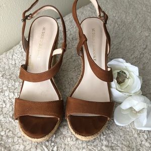 Tan 3 inch Audrey Brooke wedges from DSW